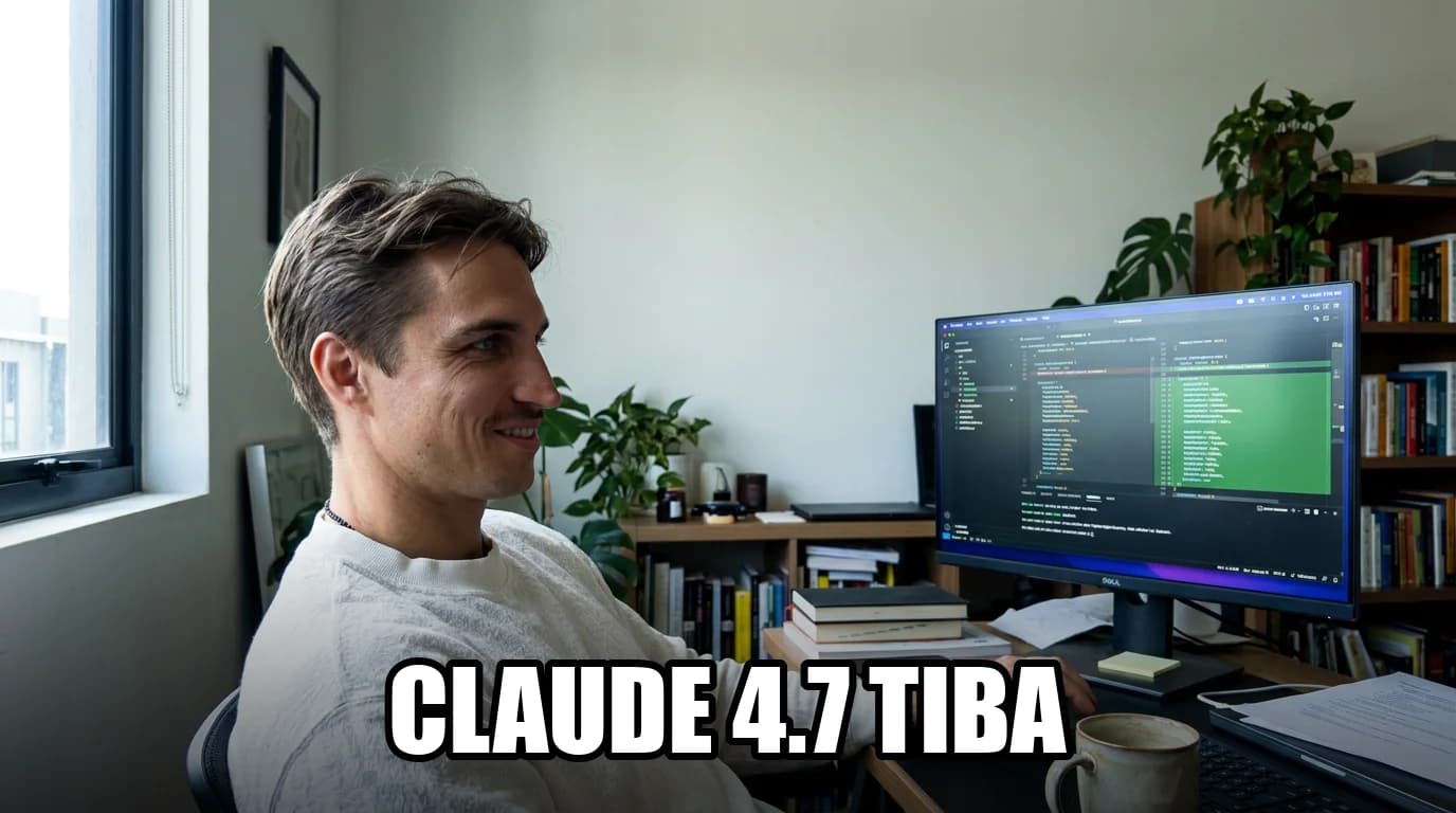 Momen rilis Claude Opus 4.7 - editor kode bekerja berdampingan dengan AI agent.