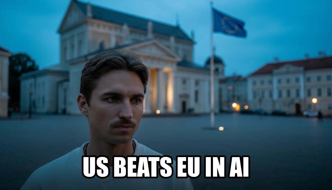 Cover image for the article "The US vs. EU AI Gap: Are You Playing to Win or Playing it Safe?"